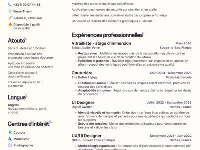 Candidature pour un contrat d’apprentissage de vitrailliste